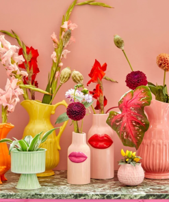 Rice By Rice Large Pink Red Lips Vase Rose & Thorn