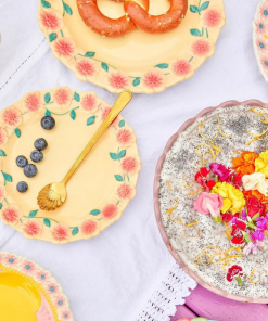 Rice By Rice New Ceramic Floral Dinner Plate - Cream 9 Rice By Rice New Ceramic Floral Dinner Plate - Cream