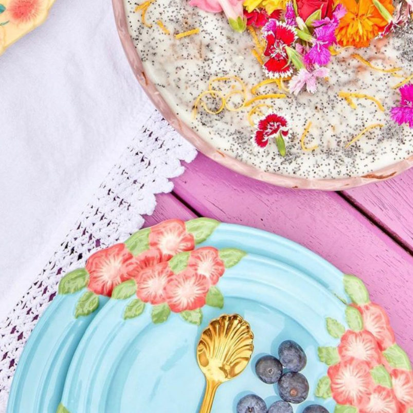 Rice By Rice Ceramic Floral Side Plate - Blue 4 Rice By Rice Ceramic Floral Side Plate - Blue