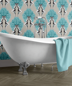 The Graduate Collection New Showgirls Wallpaper Metallic Teal & Cream