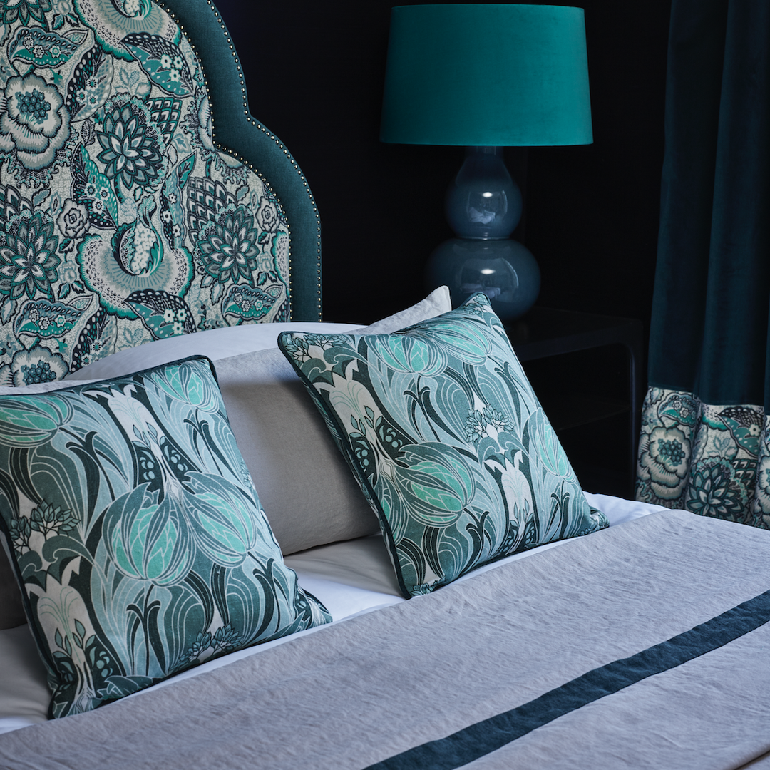 Liberty Fabrics Katherine Nouveau Emberton Linen, Jade New 4 Liberty Fabrics Katherine Nouveau Emberton Linen, Jade New