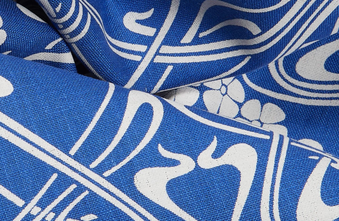 Liberty Fabrics New Ianthe Bloom Stencil Chiltern Linen, Lapis 6 Liberty Fabrics New Ianthe Bloom Stencil Chiltern Linen, Lapis