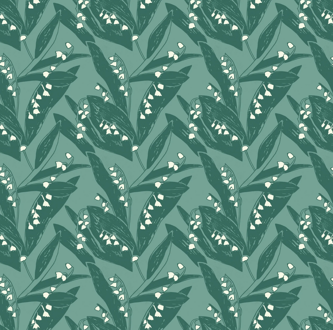 Annika Reed Studio Lily Of The Valley Wallpaper, Valley Green 3 Annika Reed Studio Lily Of The Valley Wallpaper, Valley Green