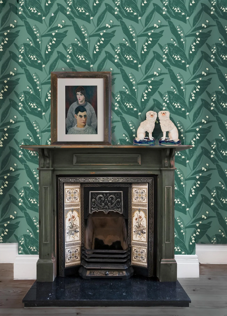 Annika Reed Studio Lily Of The Valley Wallpaper, Valley Green 4 Annika Reed Studio Lily Of The Valley Wallpaper, Valley Green