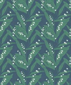 Annika Reed Studio Lily Of The Valley Wallpaper, Leaves At Midnight