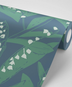 Annika Reed Studio Lily Of The Valley Wallpaper, Leaves At Midnight