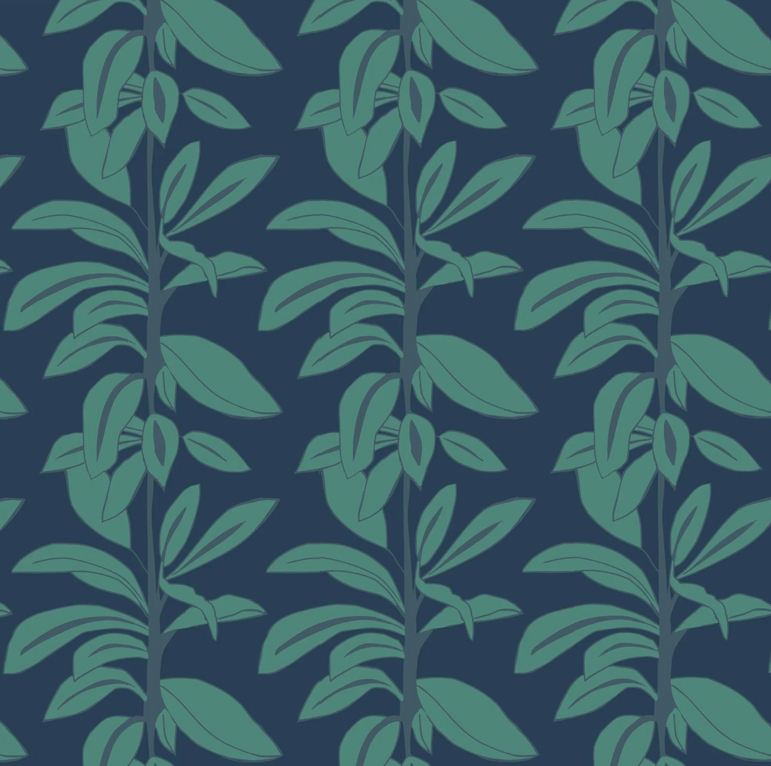 Annika Reed Studio Rubber Plant Wallpaper, Leaves At Midnight 3 Annika Reed Studio Rubber Plant Wallpaper, Leaves At Midnight