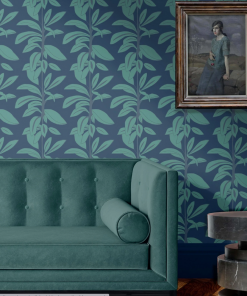 Annika Reed Studio Rubber Plant Wallpaper, Rubber Blue 15 Annika Reed Studio Rubber Plant Wallpaper, Rubber Blue