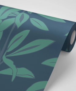Annika Reed Studio Rubber Plant Wallpaper, Rubber Blue 17 Annika Reed Studio Rubber Plant Wallpaper, Rubber Blue