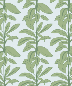 Annika Reed Studio Rubber Plant Wallpaper, Rubber Blue