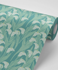 Annika Reed Studio Calla Lily Wallpaper, Blooming Green