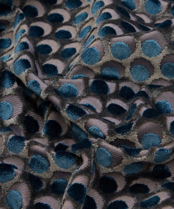 Liberty Fabrics Ottoman Spot Cut Velvet Fabric In Lapis Rose & Thorn