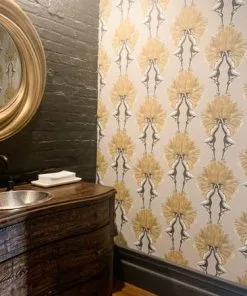 The Graduate Collection Showgirls Wallpaper Mustard & Taupe New