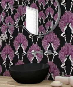 Cheap The Design Yard Shop 36 The Graduate Collection Showgirls Wallpaper Metallic Pink & Black New