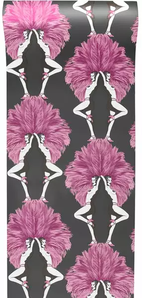 The Graduate Collection Showgirls Wallpaper Metallic Pink & Black New 5 The Graduate Collection Showgirls Wallpaper Metallic Pink & Black New