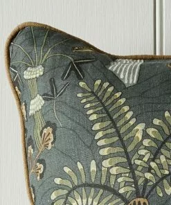 Josephine Munsey Woodland Floor Fabric Cushion Petrol