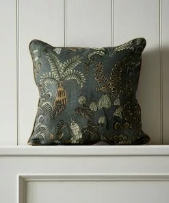 Josephine Munsey Woodland Floor Fabric Cushion Petrol