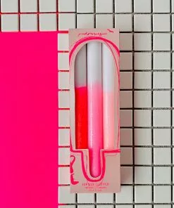 Pink Stories Dip Dye Glitter Taper Candles Girls Night - Set Of 3