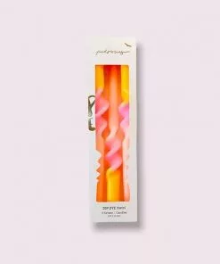 Pink Stories Neon Dip Dye Swirl Taper Candles Valentine Promise - Set Of 3 New