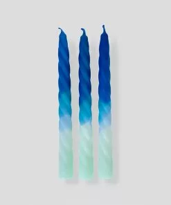 Pink Stories Neon Twisted Candles Blueberry - Set Of 3 New