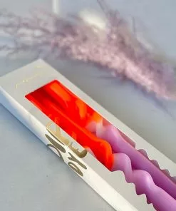 Pink Stories Neon Dip Dye Swirl Taper Candles Amazing Lavender - Set Of 3