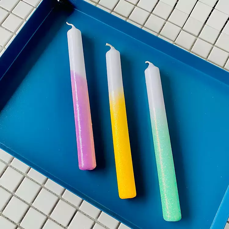 Pink Stories Dip Dye Glitter Taper Candles Mermaids Magic X 3 New 5 Pink Stories Dip Dye Glitter Taper Candles Mermaids Magic X 3 New