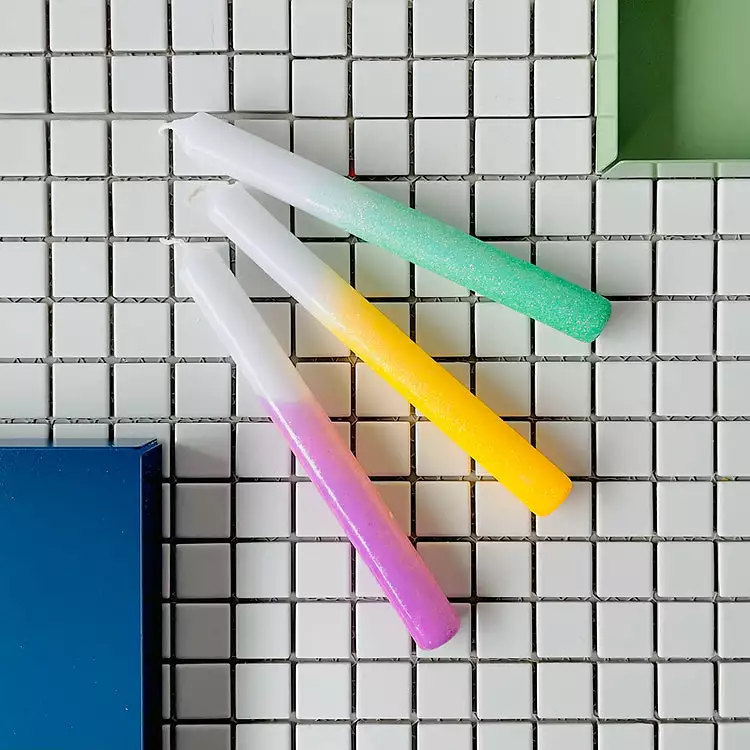 Pink Stories Dip Dye Glitter Taper Candles Mermaids Magic X 3 New 4 Pink Stories Dip Dye Glitter Taper Candles Mermaids Magic X 3 New