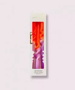 Pink Stories Neon Dip Dye Swirl Taper Candles Amazing Lavender - Set Of 3