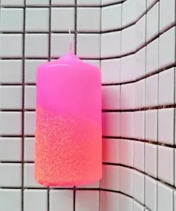 Pink Stories New Neon Dip Dye Glitter Pillar Candle - Pink