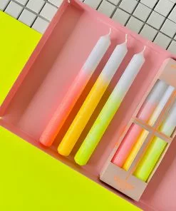 Pink Stories New Dip Dye Glitter Taper Candles Sparkling Party X 3