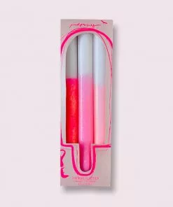 Pink Stories Dip Dye Glitter Taper Candles Girls Night - Set Of 3