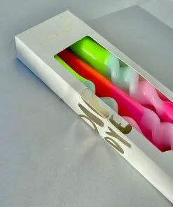 Pink Stories Neon Dip Dye Swirl Taper Candles Lollipop Flowers - Set Of 3 New