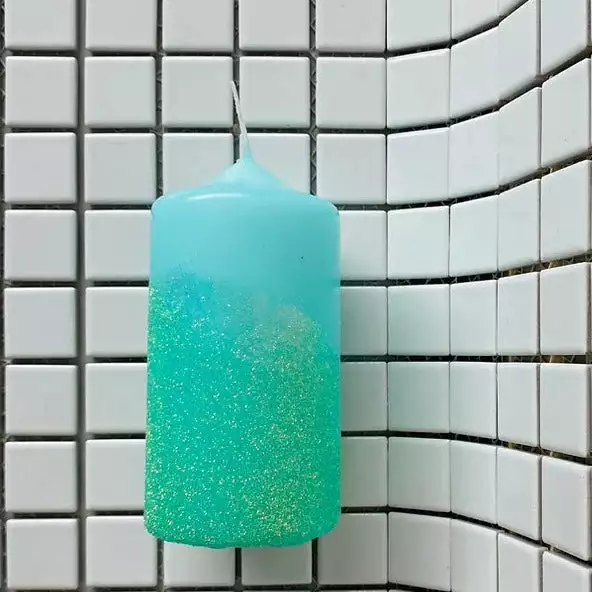 Pink Stories Neon Dip Dye Glitter Pillar Candle - Blue New 3 Pink Stories Neon Dip Dye Glitter Pillar Candle - Blue New
