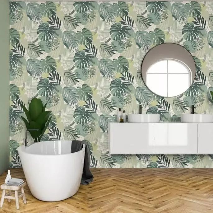 Brand Mckenzie Abstract Jungle Wallpaper, Leaf Green 4 Brand Mckenzie Abstract Jungle Wallpaper, Leaf Green