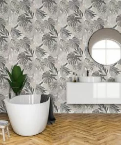 Brand Mckenzie Memphis To Miami Abstract Jungle Wallpaper, Putty Grey
