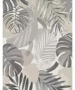 Brand Mckenzie Memphis To Miami Abstract Jungle Wallpaper, Putty Grey