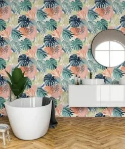 Brand Mckenzie Abstract Jungle Wallpaper, Teal Blue