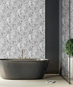Brand Mckenzie Wallpaper & Paint Alpine Landscape Wallpaper, Landscape Grey