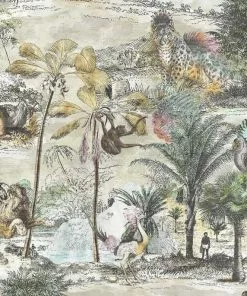 Brand Mckenzie Animal Islands Wallpaper, Bamboo Green Havana Tropicana