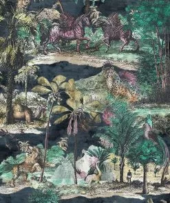 Brand Mckenzie Animal Islands Wallpaper, Midnight Blue