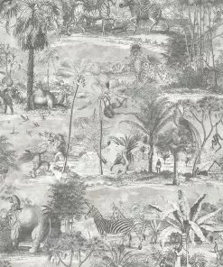 Brand Mckenzie Animal Islands Wallpaper, Muted Grey 9 Brand Mckenzie Animal Islands Wallpaper, Muted Grey