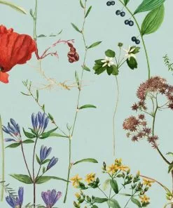 Mind The Gap Aquafleur Aquamarine Wallpaper New