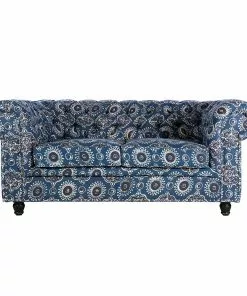 Mind The Gap MTG FURNITURE - WINSTON TUFTED SOFA AJRAK Linen Rose & Thorn