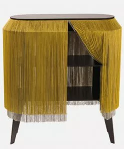 Ibride Baby Alpaga Fringed Bedside Table Chic Gold Bohemian Dream