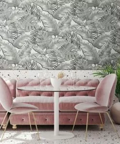 Brand Mckenzie Banana Leaves Max Wallpaper, Black & White