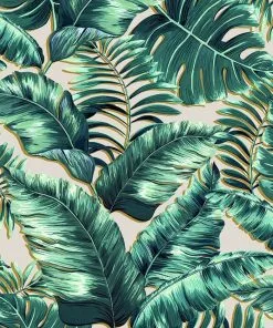 Brand Mckenzie Memphis To Miami Banana Leaves Max Wallpaper, Blush Pink