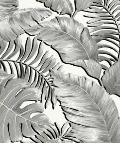 Brand Mckenzie Banana Leaves Max Wallpaper, Black & White