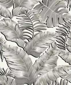 Brand Mckenzie Banana Leaves Max Wallpaper, Black & White