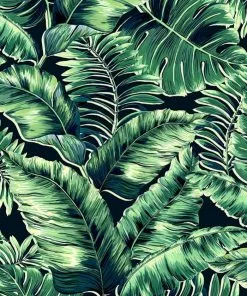 Brand Mckenzie Banana Leaves Wallpaper, Leaf Green Memphis To Miami