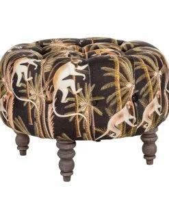 Mind The Gap Fez Tufted Stool - Barbados Linen Havana Tropicana